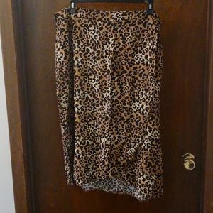 XXL Maurices Leopard Print Wrap Skirt Midi
